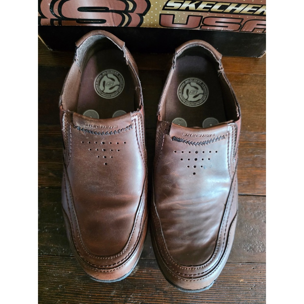 Skechers Xenos-Bensley Loafers Mens Size 8 Brown Leather Slip On Shoes 63345/BRN